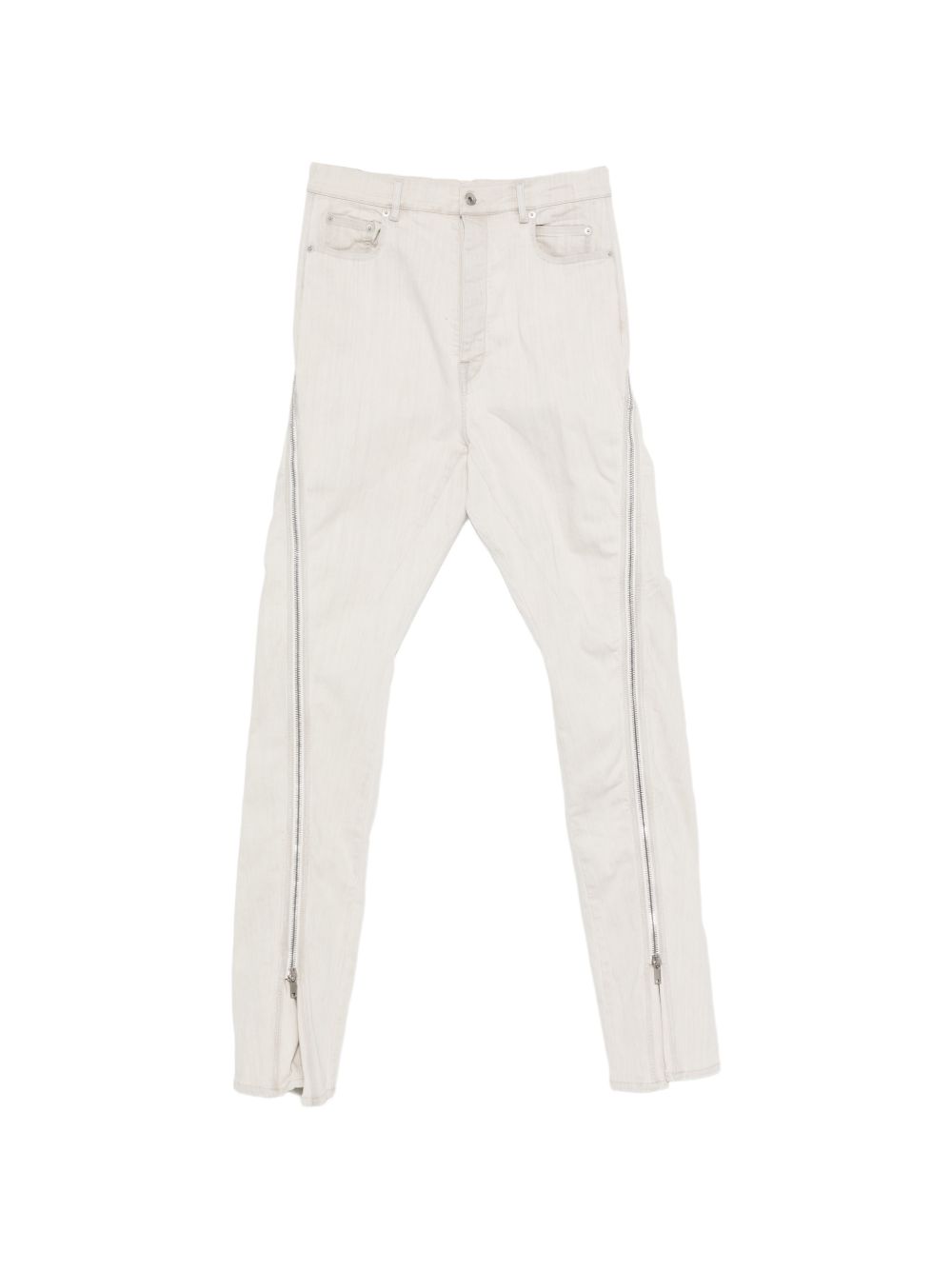 Jeans con zip laterale in avorio Rick owens drkshdw - uomo 