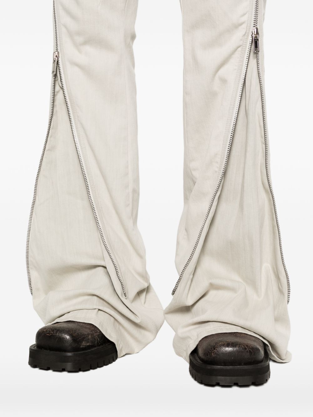 Jeans con zip laterale in avorio Rick owens drkshdw - uomo 