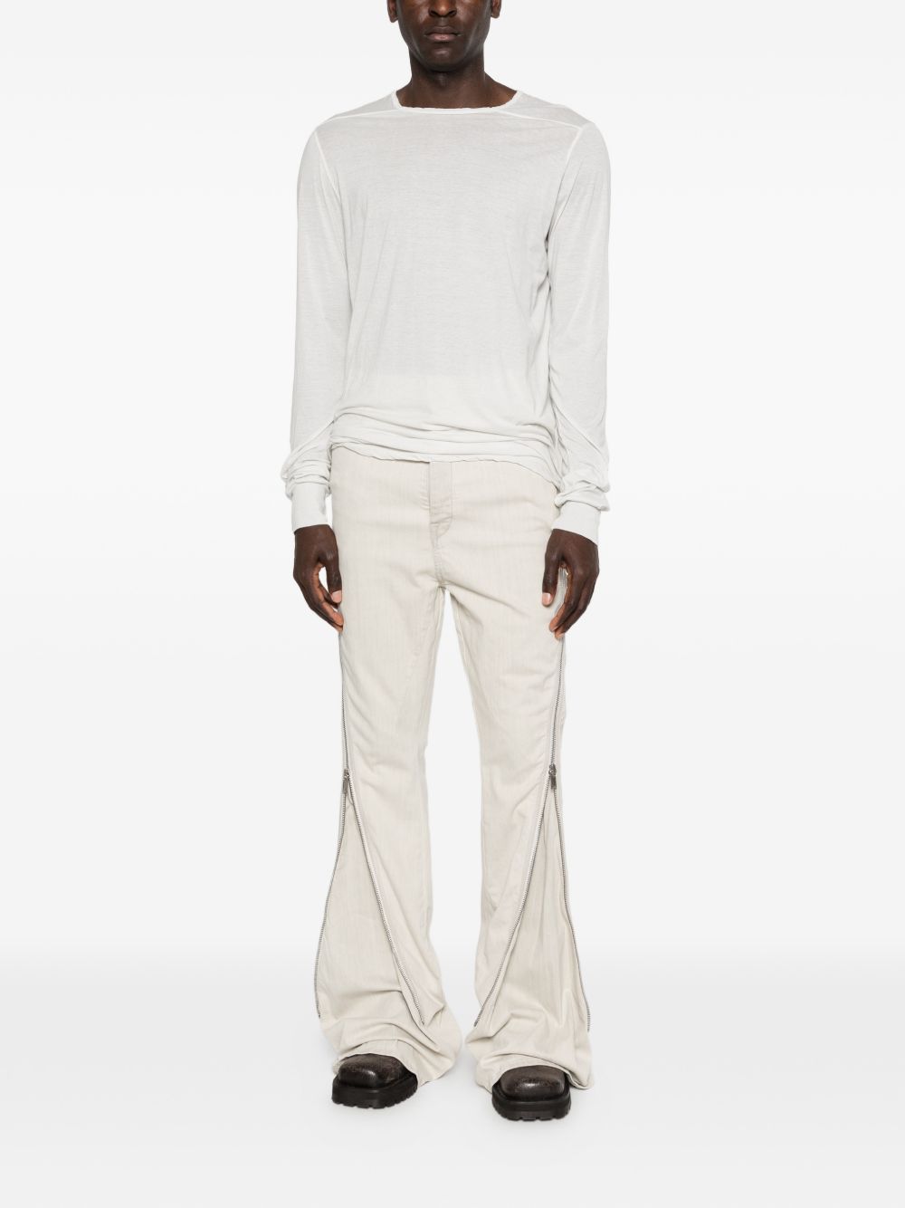 Jeans con zip laterale in avorio Rick owens drkshdw - uomo 