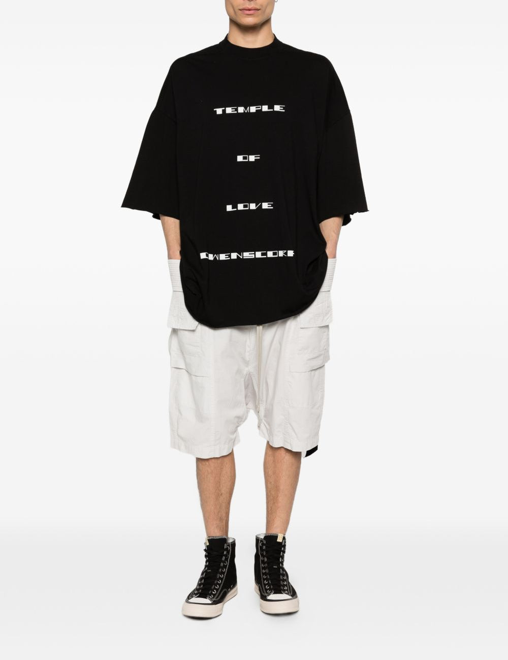 Shorts creatch cargo con coulisse in bianco Rick owens drkshdw - uomo 