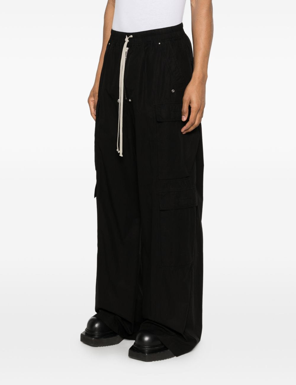 Pantaloni cargo con vita elasticizzata in nero Rick owens drkshdw - uomo 