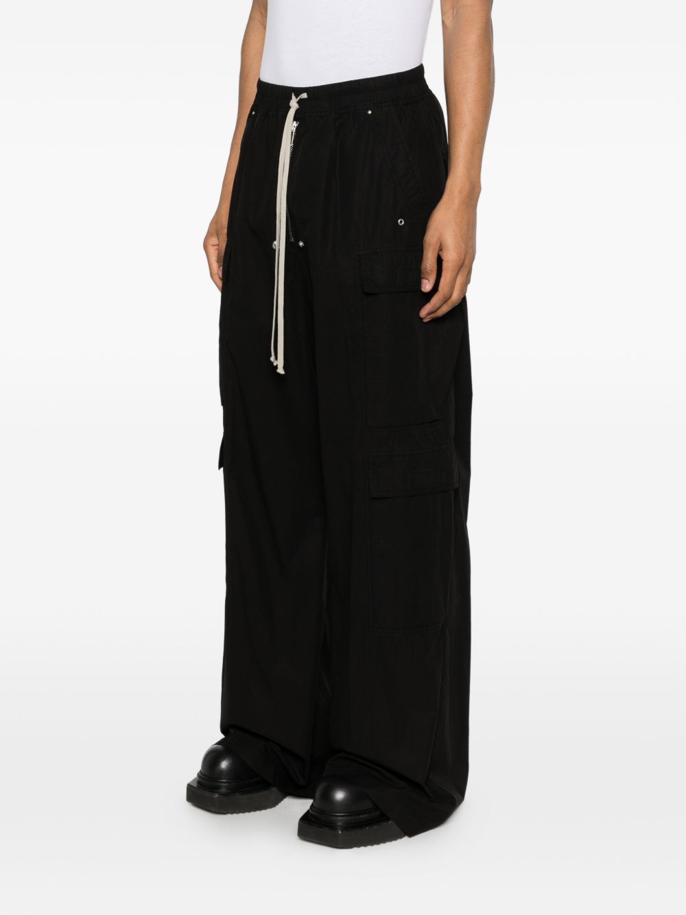 Pantaloni cargo con vita elasticizzata in nero Rick owens drkshdw - uomo 