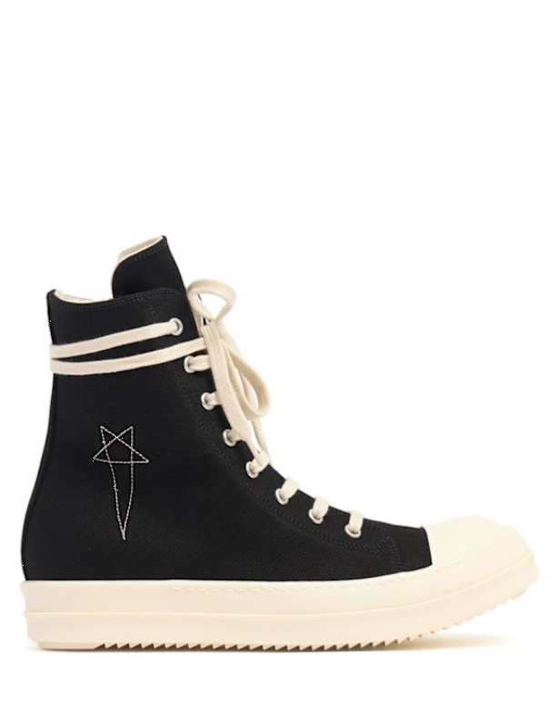 Sneakers alte con ricamo stella in nero Rick Owens Drkshdw - uomo<BR/> 