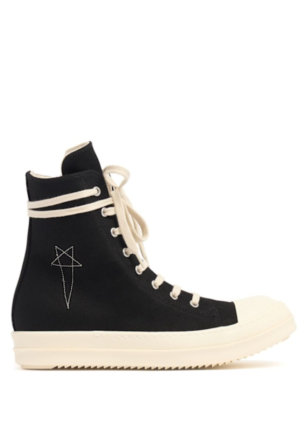 Sneakers alte con ricamo stella in nero Rick Owens Drkshdw - uomo<BR/> 