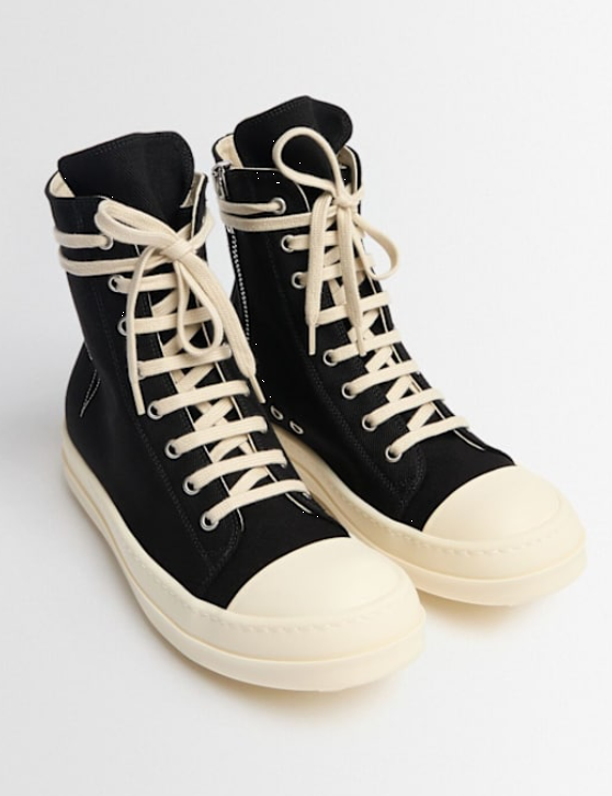 Sneakers alte con ricamo stella in nero Rick Owens Drkshdw - uomo<BR/> 