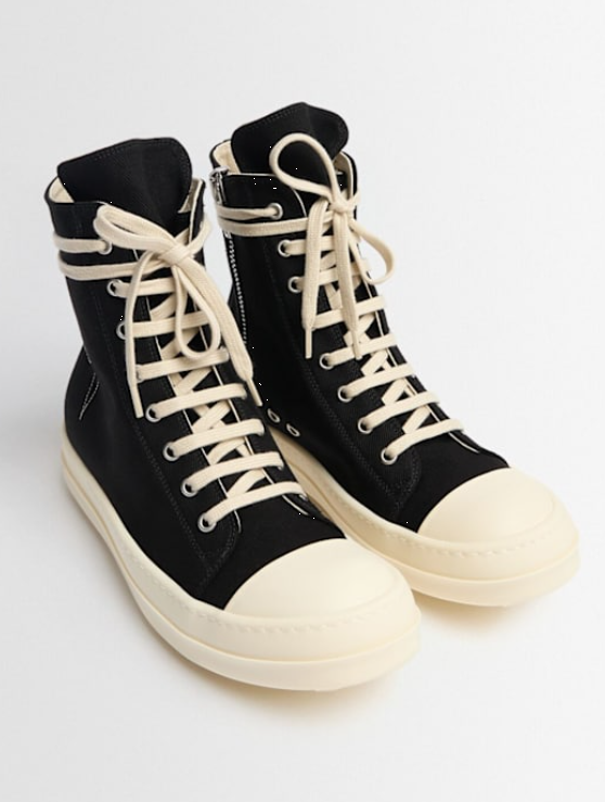 Sneakers alte con ricamo stella in nero Rick Owens Drkshdw - uomo<BR/> 