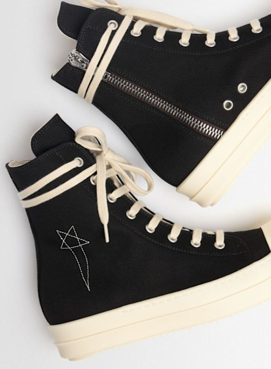 Sneakers alte con ricamo stella in nero Rick Owens Drkshdw - uomo<BR/> 
