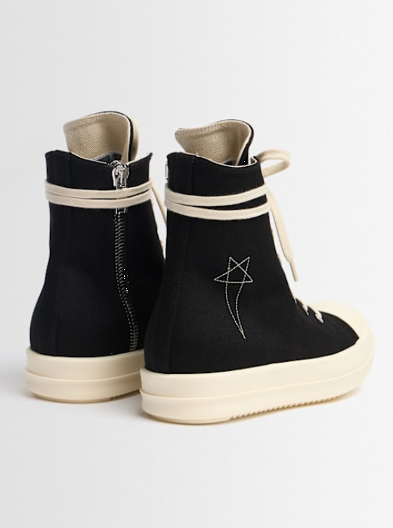 Sneakers alte con ricamo stella in nero Rick Owens Drkshdw - uomo<BR/> 