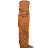 Abito lungo drappeggiato in marrone Rick owens lilies - donna 