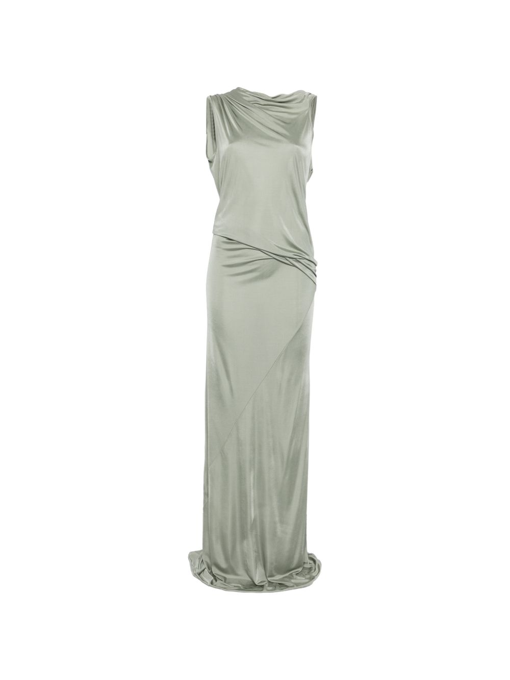 Abito lungo drappeggiato con schiena scoperta in verde Rick owens lilies - donna 