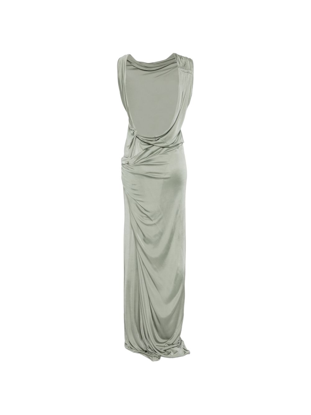 Abito lungo drappeggiato con schiena scoperta in verde Rick owens lilies - donna 