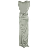 Abito lungo drappeggiato con schiena scoperta in verde Rick owens lilies - donna 
