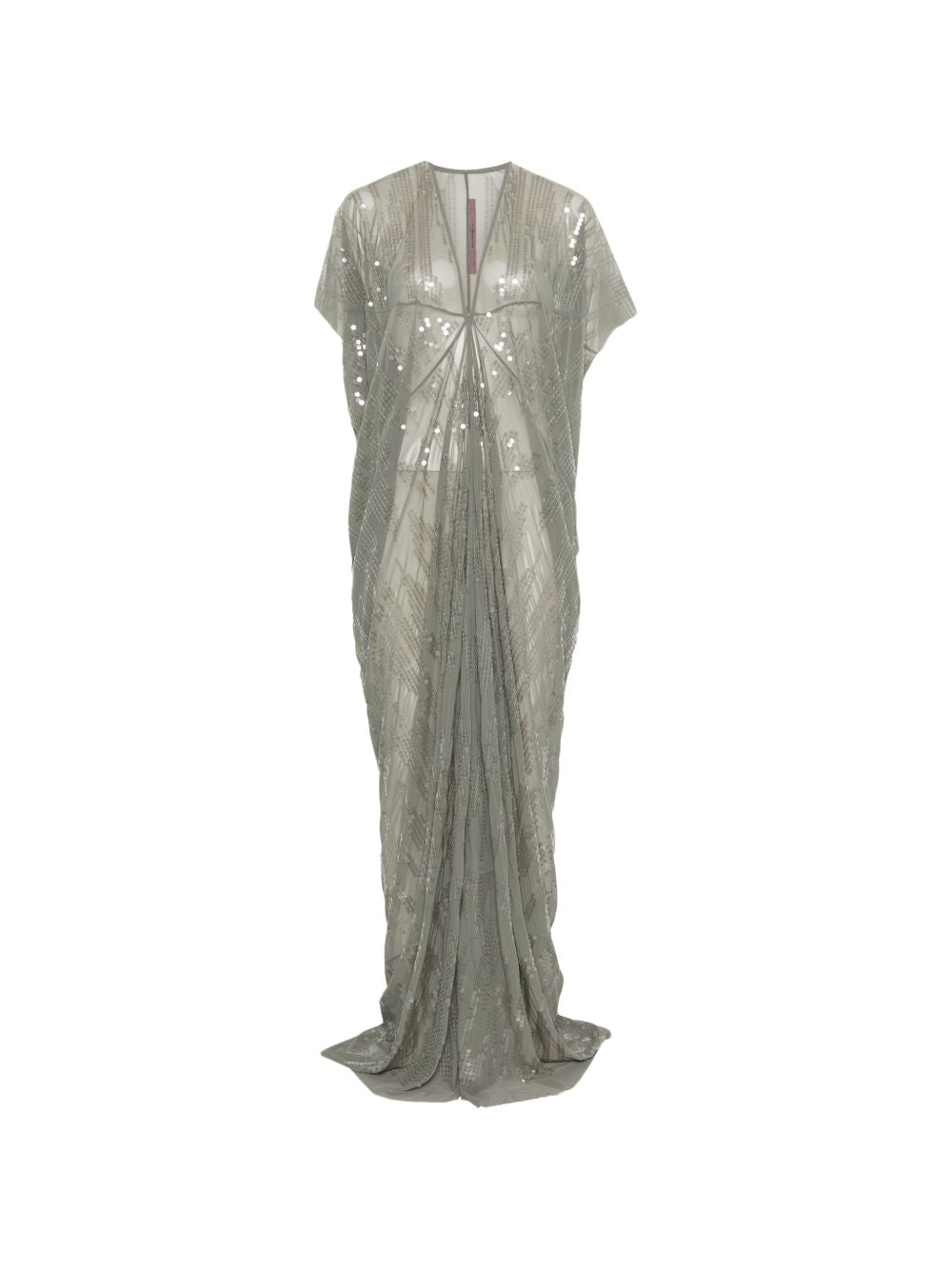 Abito lungo con scollo a V e decorazioni di paillettes in grigio Rick owens lilies - donna 