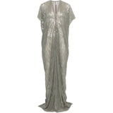 Abito lungo con scollo a V e decorazioni di paillettes in grigio Rick owens lilies - donna 