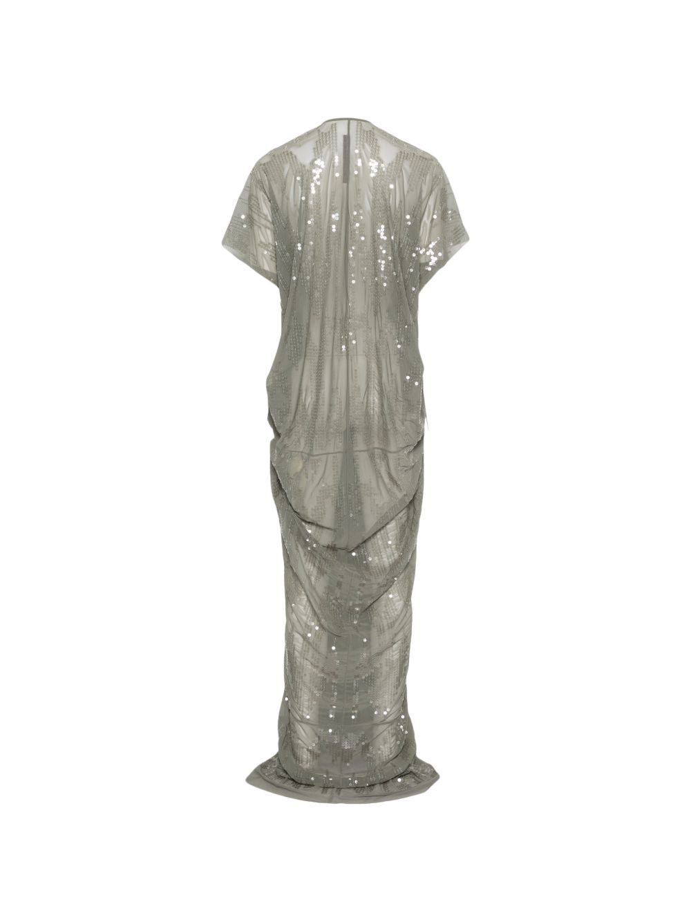 Abito lungo con scollo a V e decorazioni di paillettes in grigio Rick owens lilies - donna 