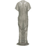 Abito lungo con scollo a V e decorazioni di paillettes in grigio Rick owens lilies - donna 