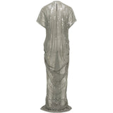 Abito lungo con scollo a V e decorazioni di paillettes in grigio Rick owens lilies - donna 