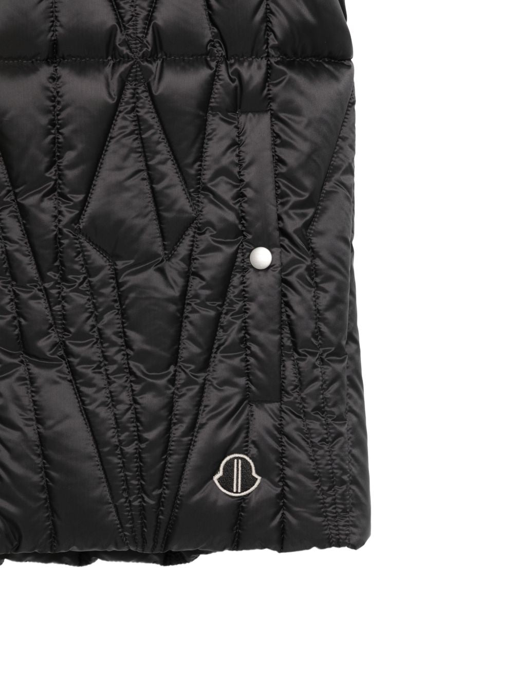 Gilet con cappuccio e design trapuntato geocamo in nero Rick Owens x Moncler - unisex<BR/> 
