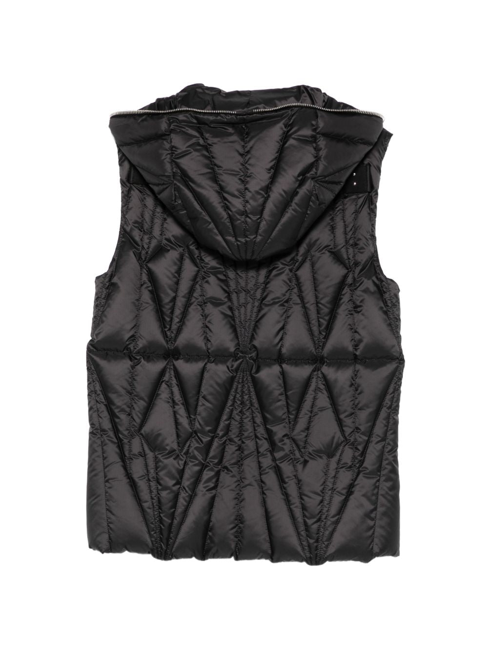Gilet con cappuccio e design trapuntato geocamo in nero Rick Owens x Moncler - unisex<BR/> 