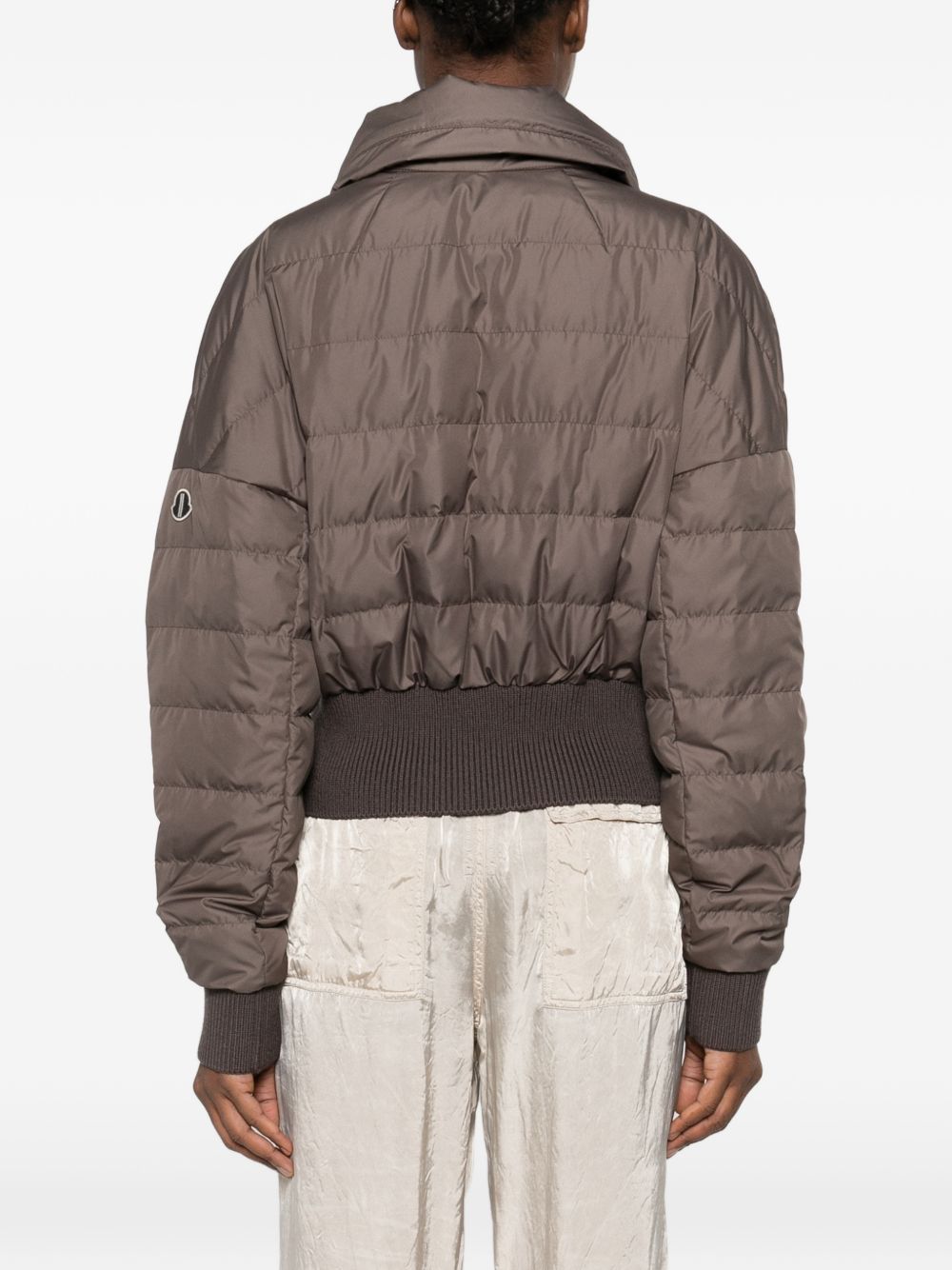 Giacca crop trapuntata in marrone Rick Owens x Moncler - unisex<BR/> 