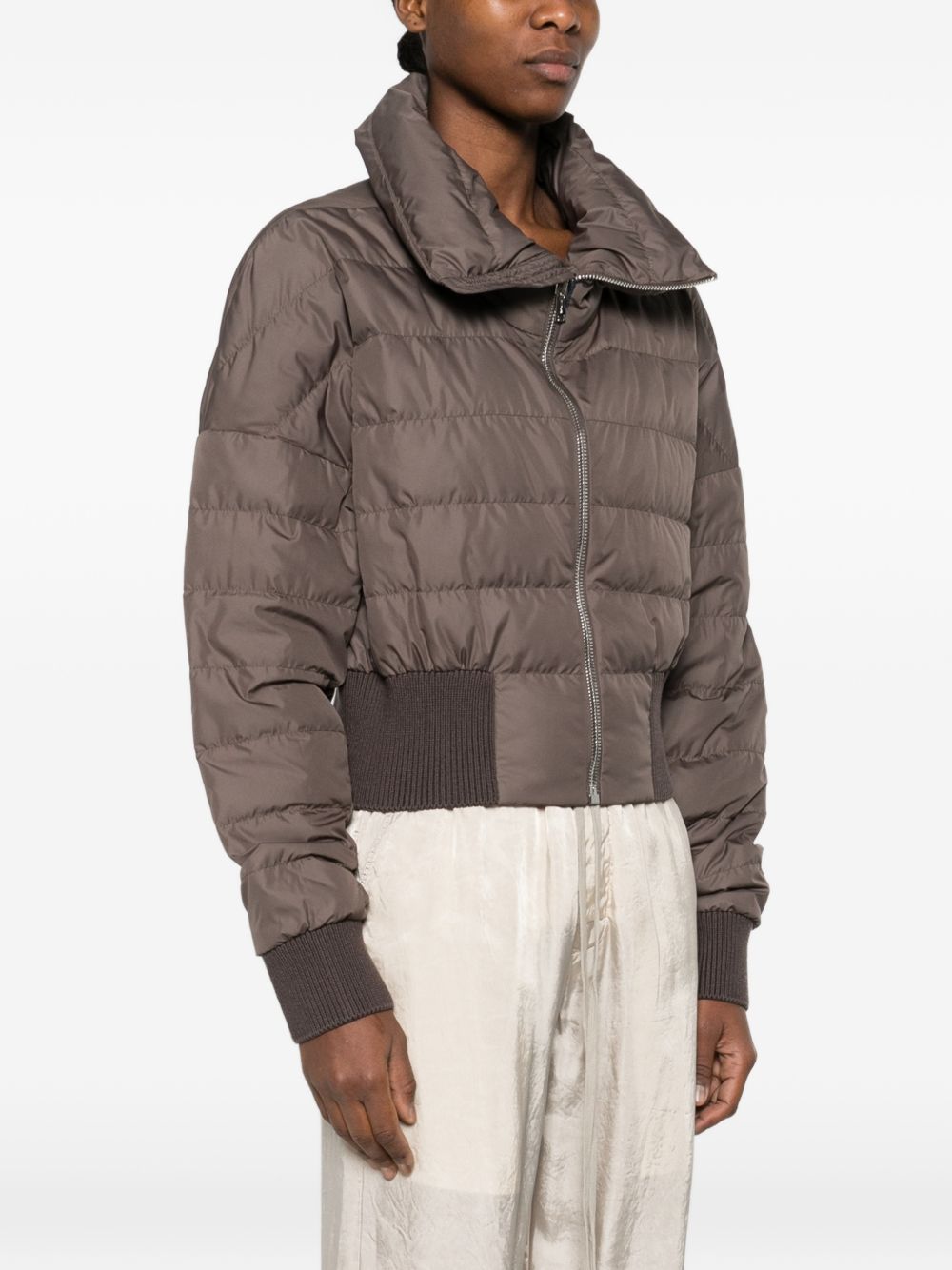 Giacca crop trapuntata in marrone Rick Owens x Moncler - unisex<BR/> 