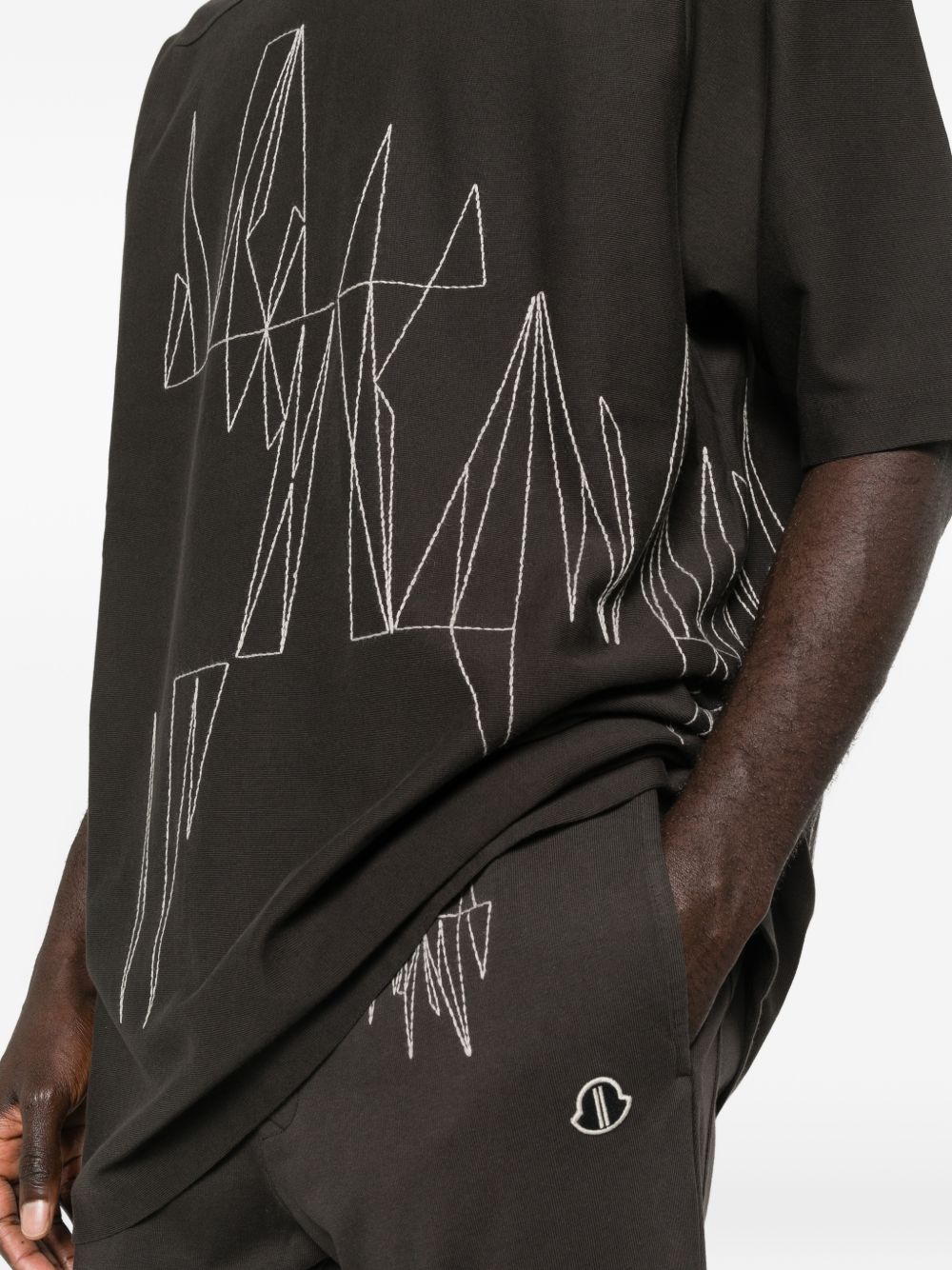 T-shirt a maniche corte jumbo in grigio Rick Owens x Moncler - unisex 