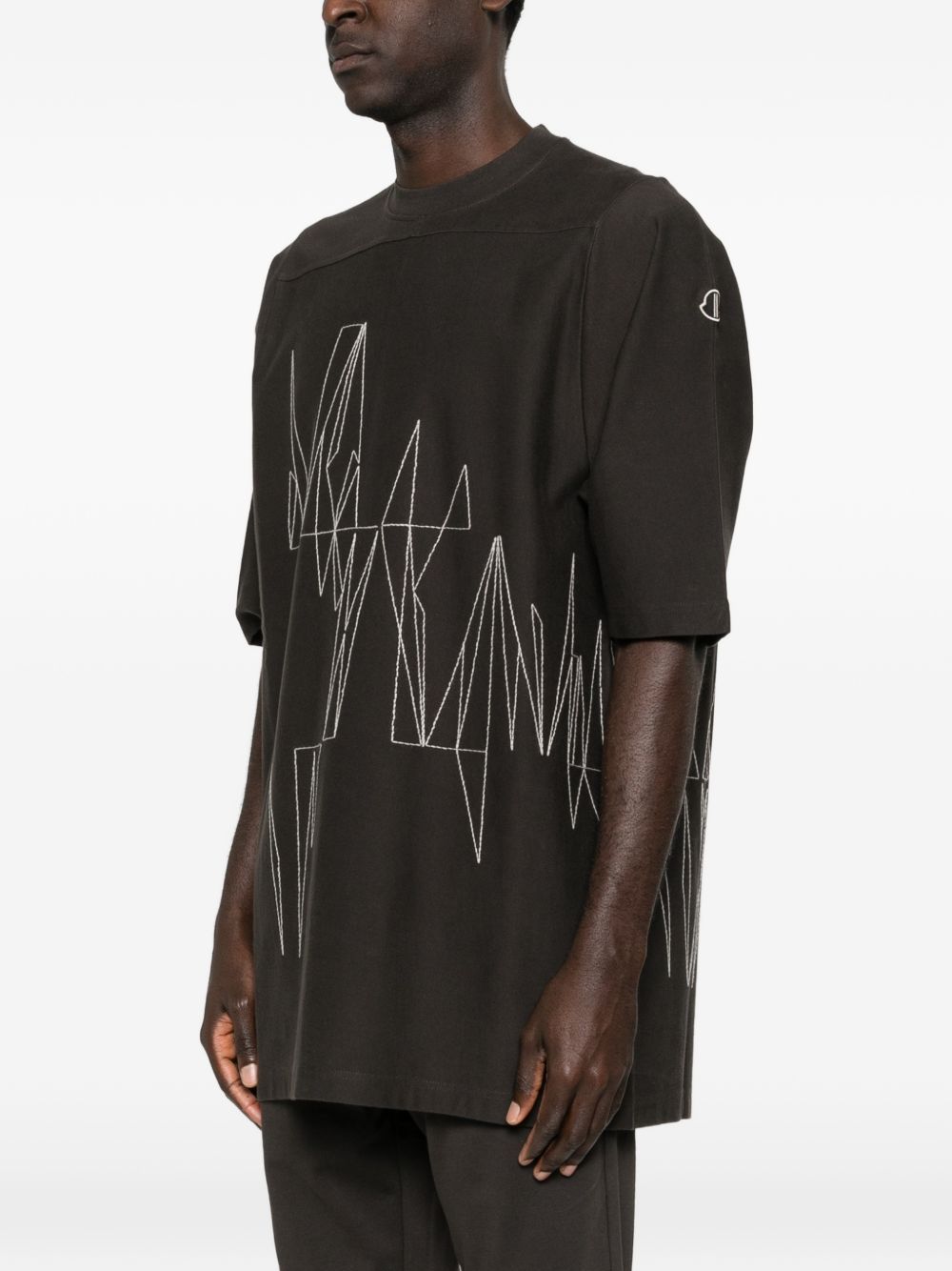 T-shirt a maniche corte jumbo in grigio Rick Owens x Moncler - unisex 