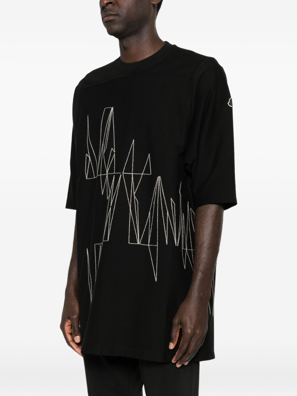 T-shirt a maniche corte jumbo in nero Rick Owens x Moncler - unisex 