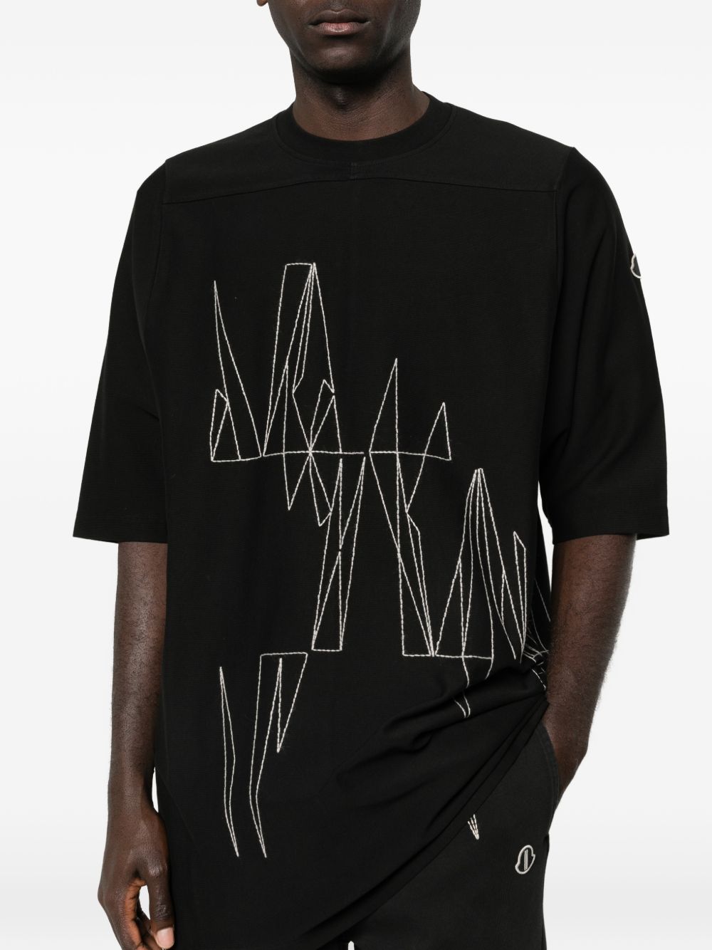 T-shirt a maniche corte jumbo in nero Rick Owens x Moncler - unisex 