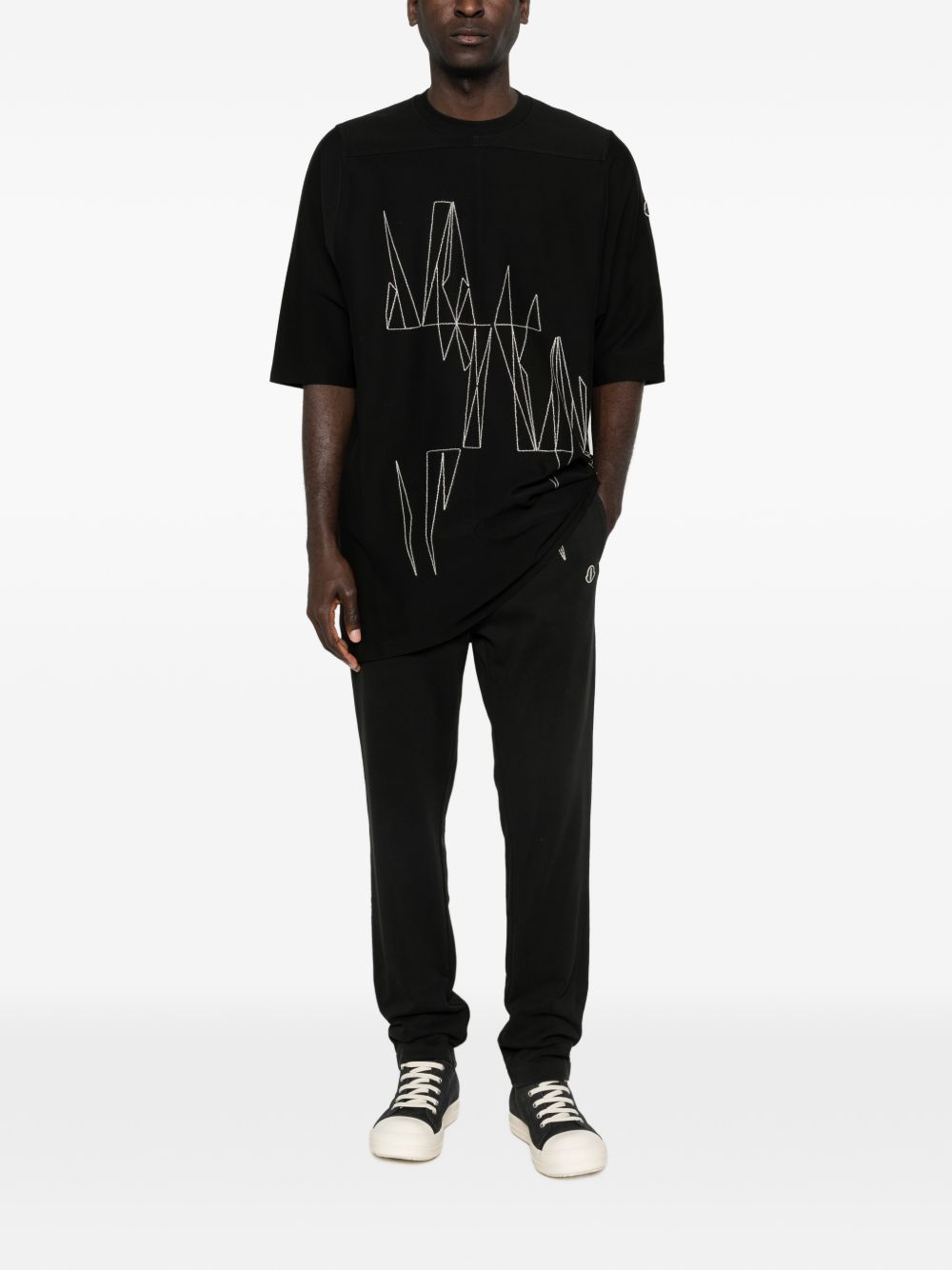 T-shirt a maniche corte jumbo in nero Rick Owens x Moncler - unisex 