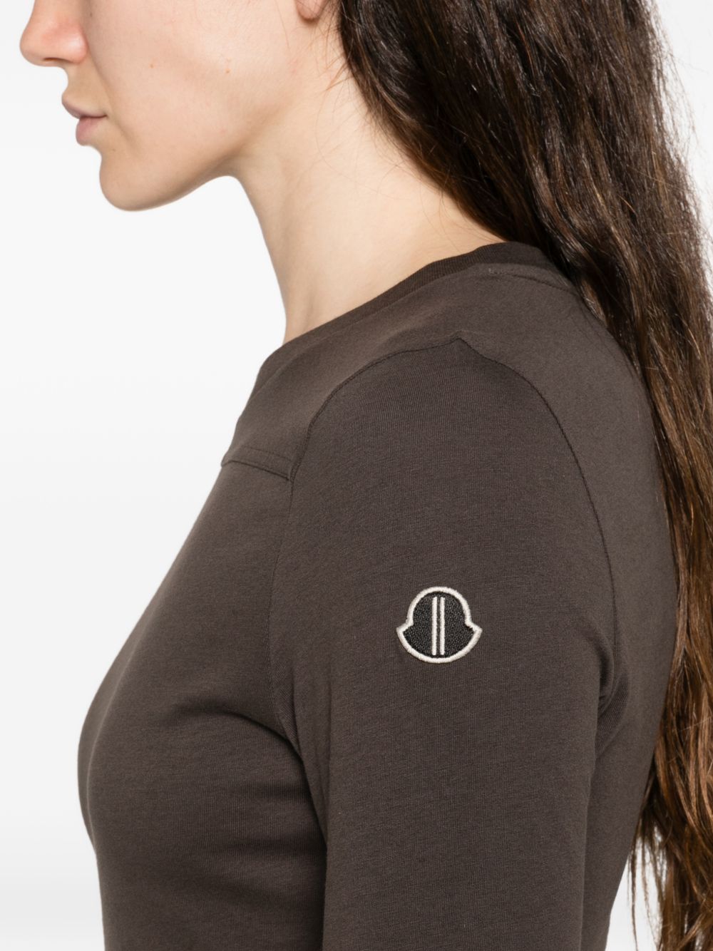 T-shirt a maniche lunghe in cotone grider in marrone Rick Owens x Moncler - unisex<BR/> 