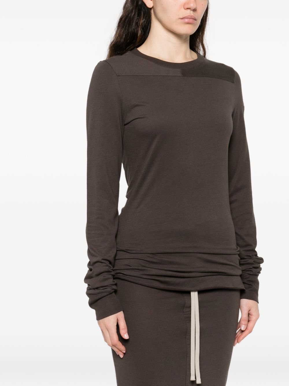 T-shirt a maniche lunghe in cotone grider in marrone Rick Owens x Moncler - unisex<BR/> 