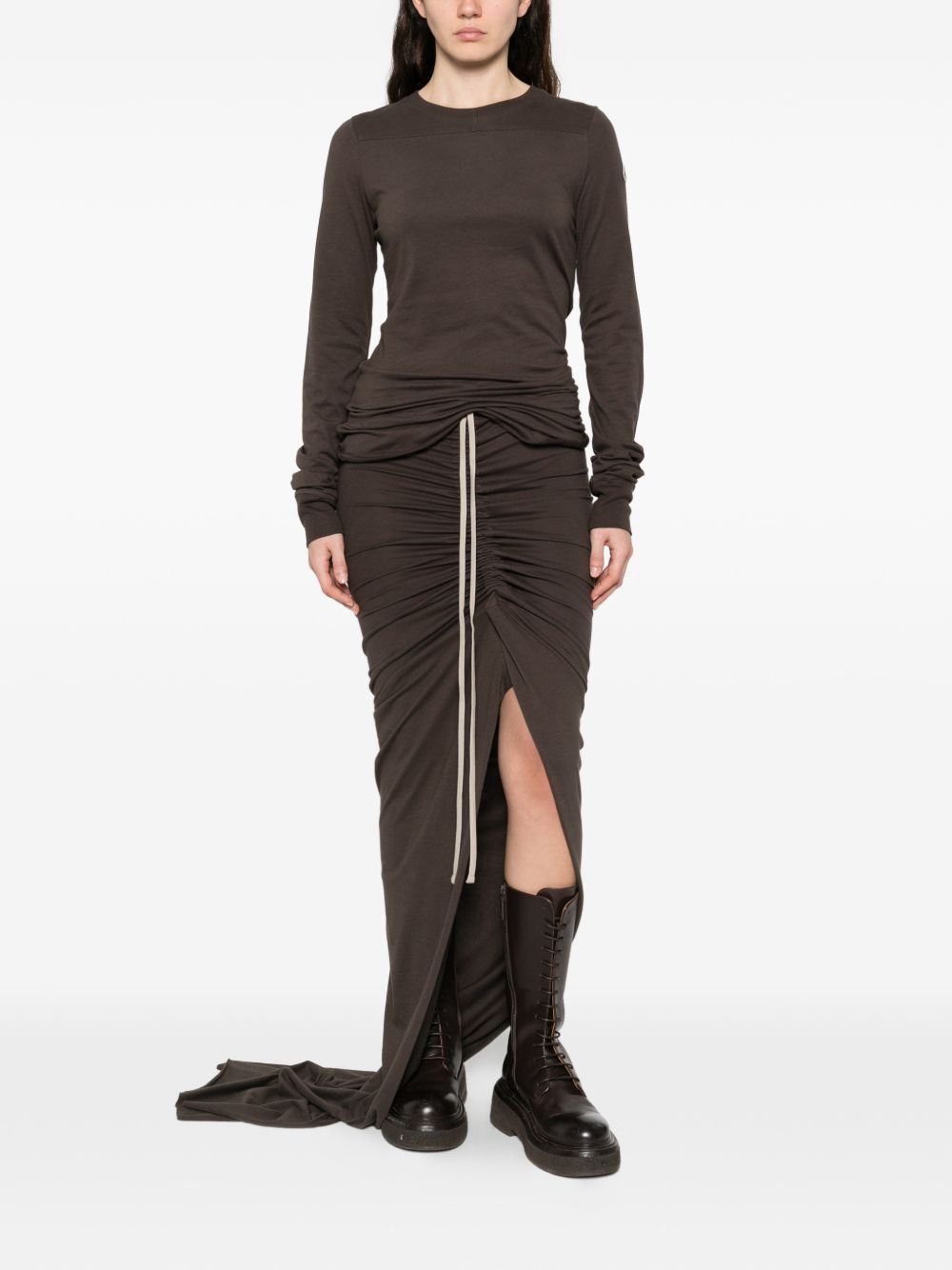 T-shirt a maniche lunghe in cotone grider in marrone Rick Owens x Moncler - unisex<BR/> 