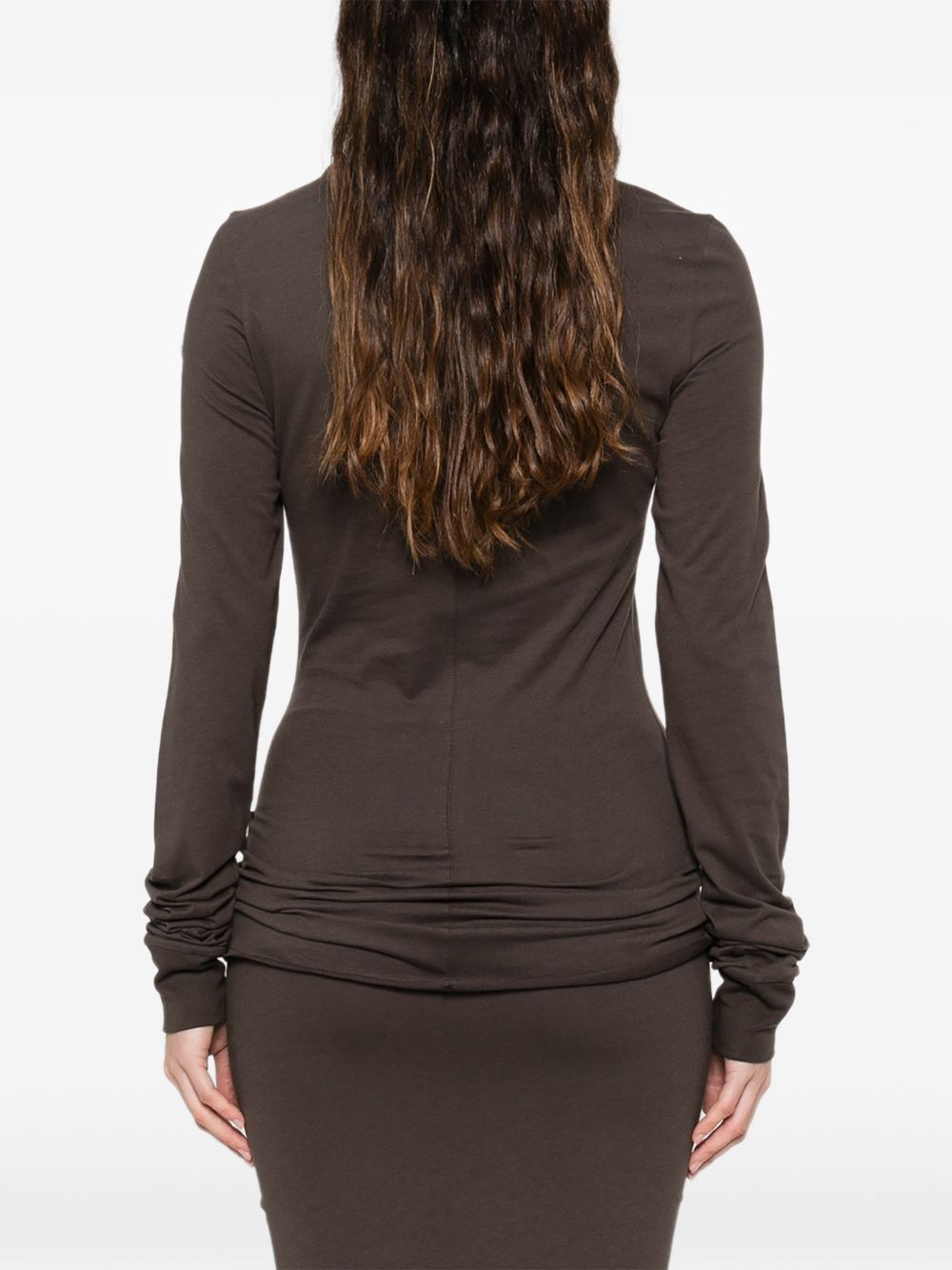 T-shirt a maniche lunghe in cotone grider in marrone Rick Owens x Moncler - unisex<BR/> 