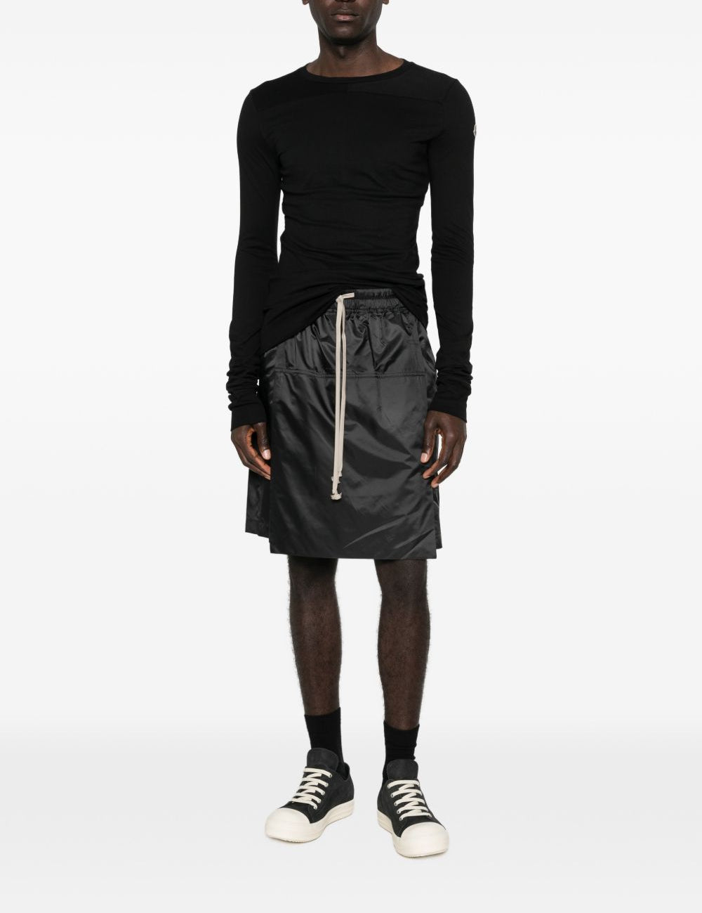 Top a maniche lunghe in cotone grider in nero Rick Owens x Moncler - unisex 