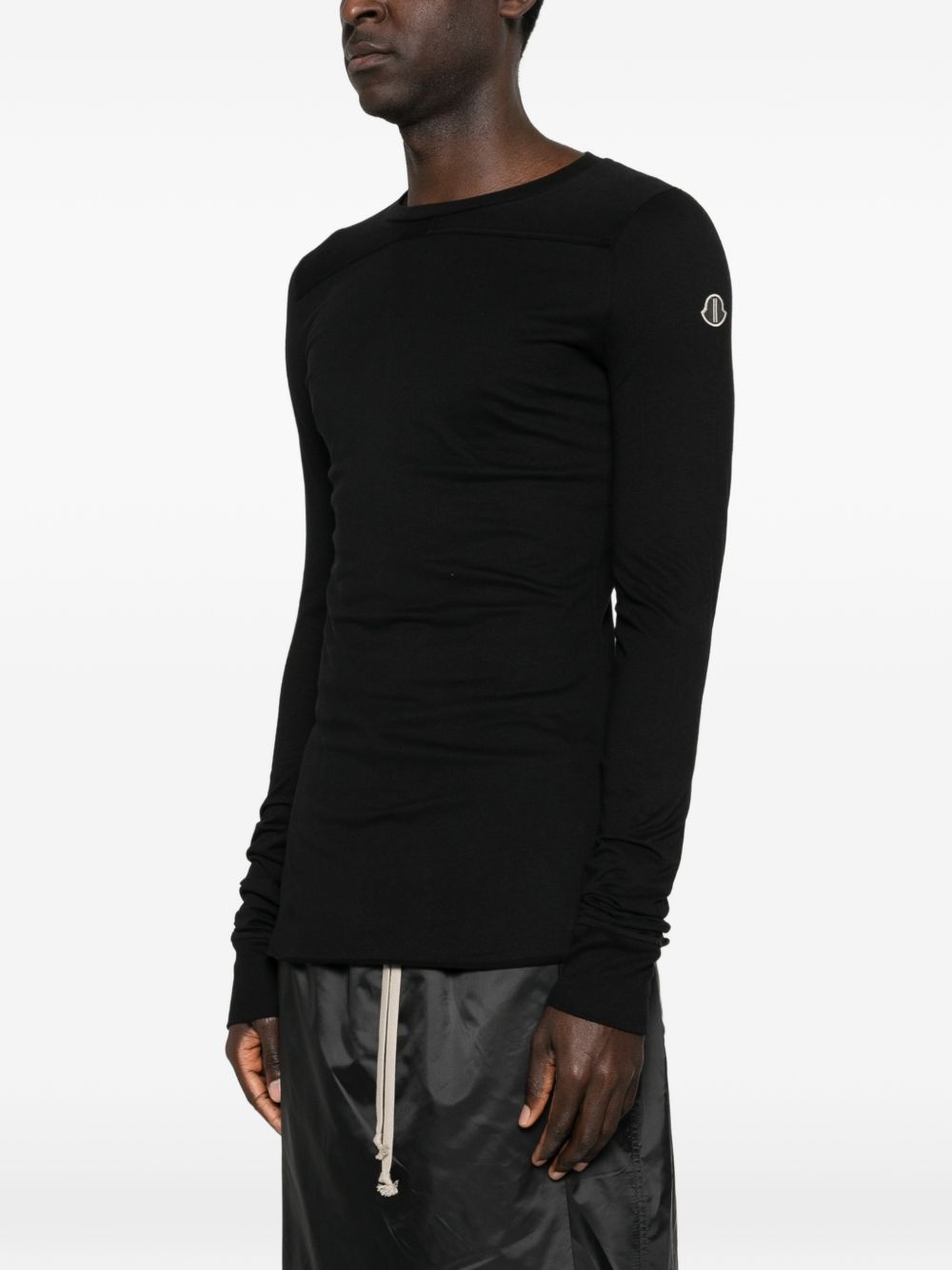 Top a maniche lunghe in cotone grider in nero Rick Owens x Moncler - unisex 