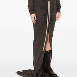 Gonna maxi regolabile in marrone Rick Owens x Moncler - donna<BR/> 