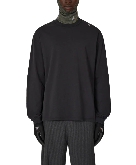 T-shirt a maniche lunghe con logo in nero 