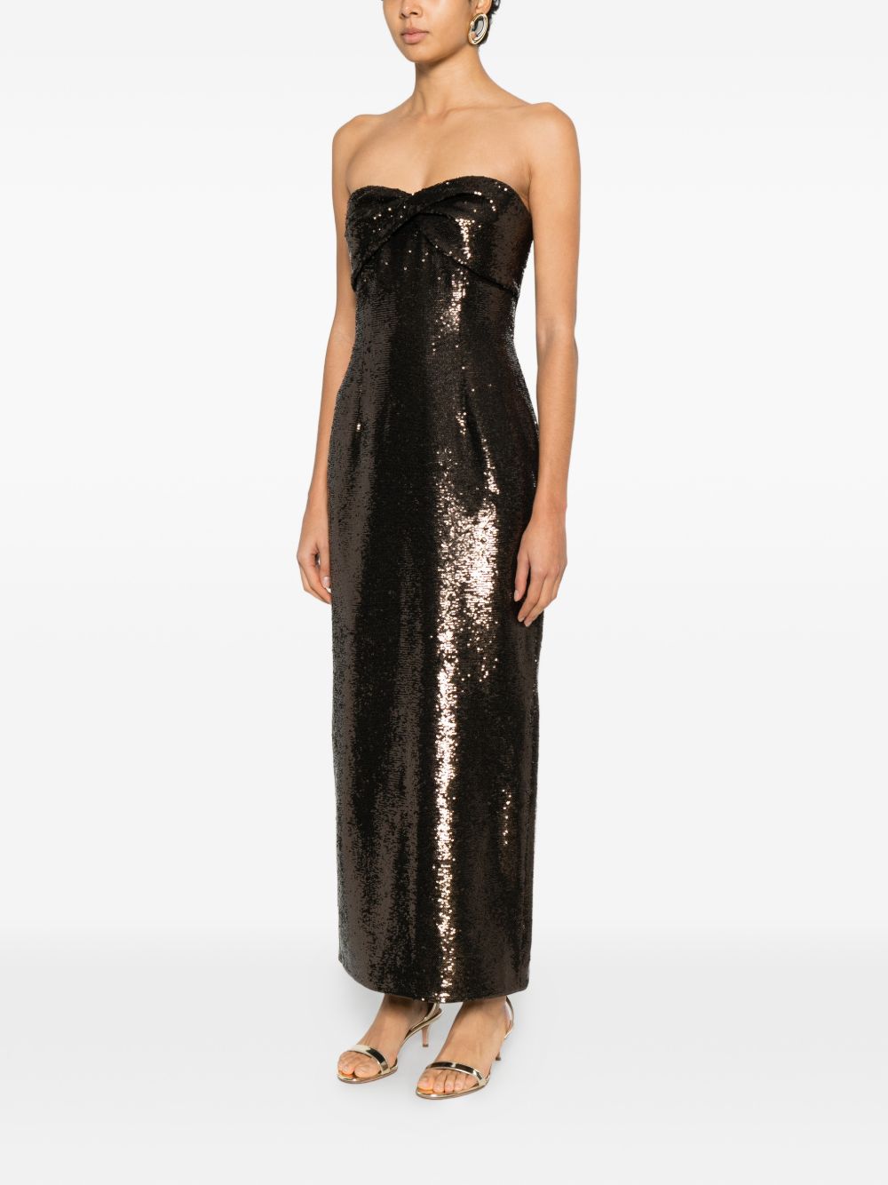 Abito senza spalline con paillettes in marrone Roland mouret - donna 