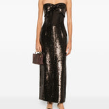 Abito senza spalline con paillettes in marrone Roland mouret - donna 