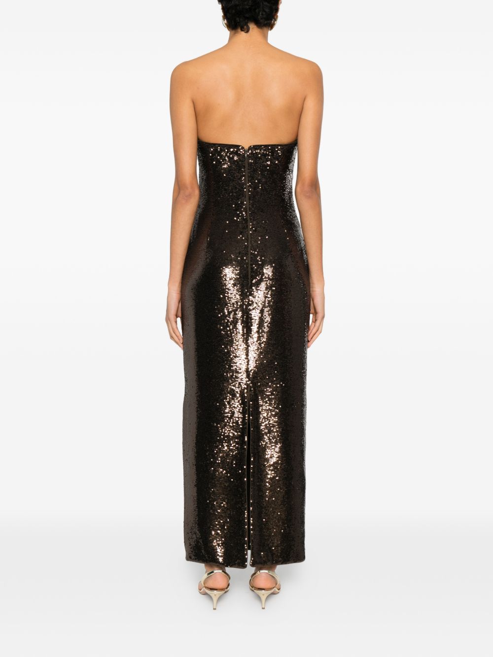 Abito senza spalline con paillettes in marrone Roland mouret - donna 