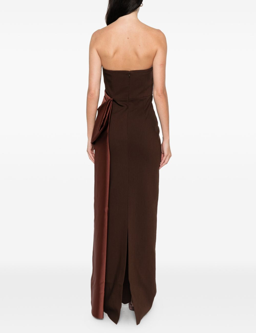 Abito bustier in crêpe e taffetà in marrone Roland mouret - donna 