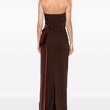 Abito bustier in crêpe e taffetà in marrone Roland mouret - donna 