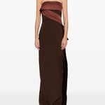 Abito bustier in crêpe e taffetà in marrone Roland mouret - donna 