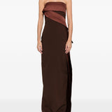 Abito bustier in crêpe e taffetà in marrone Roland mouret - donna 