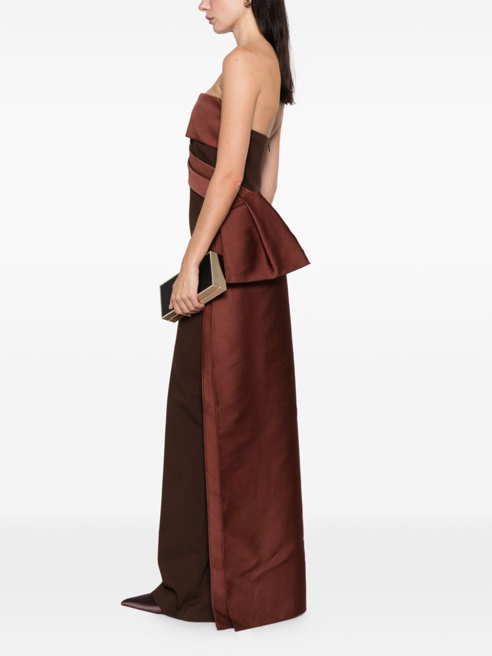 Abito bustier in crêpe e taffetà in marrone Roland mouret - donna 