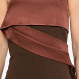 Abito bustier in crêpe e taffetà in marrone Roland mouret - donna 