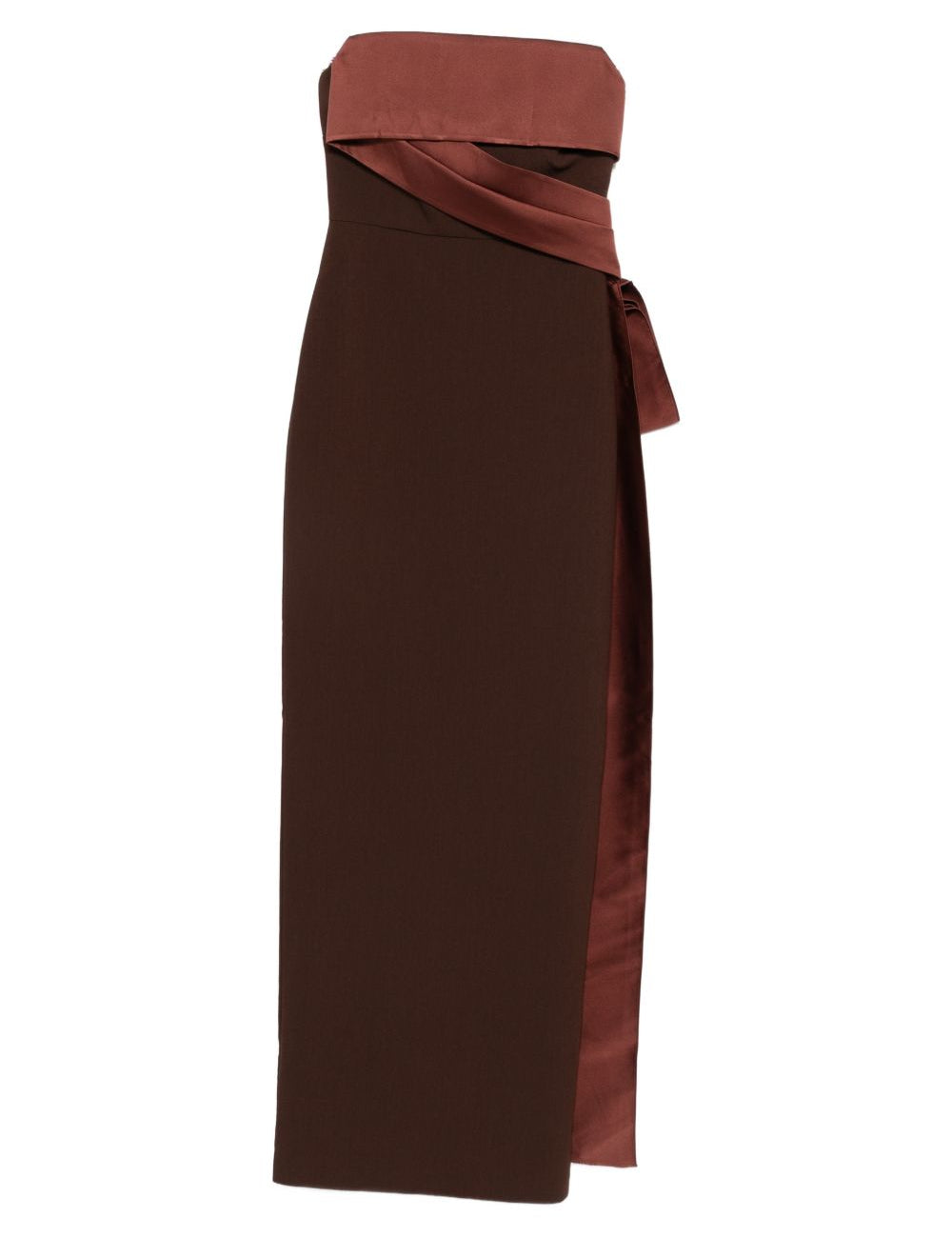 Abito bustier in crêpe e taffetà in marrone Roland mouret - donna 