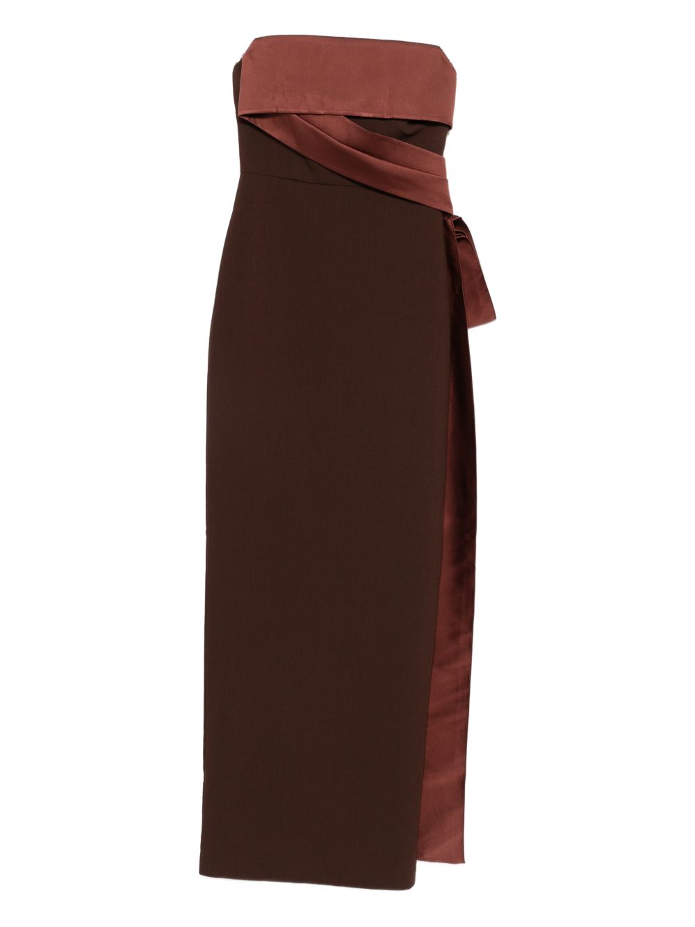 Abito bustier in crêpe e taffetà in marrone Roland mouret - donna 
