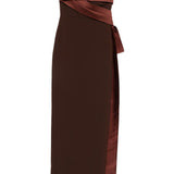 Abito bustier in crêpe e taffetà in marrone Roland mouret - donna 